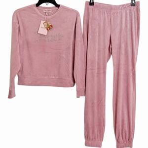Juicy Couture Rose Pink Velour Rhinestone Tracksuit Set Y2K Women’s Size XL NWT